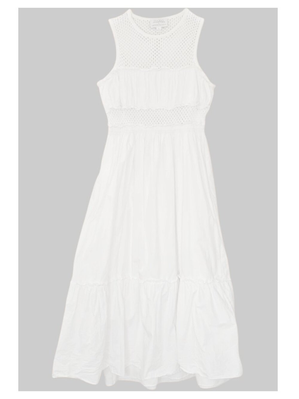 Mare Mare x Anthropologie White Smocked Tiered Maxi Dress Size XL 100% Cotton - Picture 4 of 9